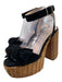 Miu Miu Shoe Size 39 Black & Tan Suede Upper Woven Platform Knot Detail Sandals Black & Tan / 39