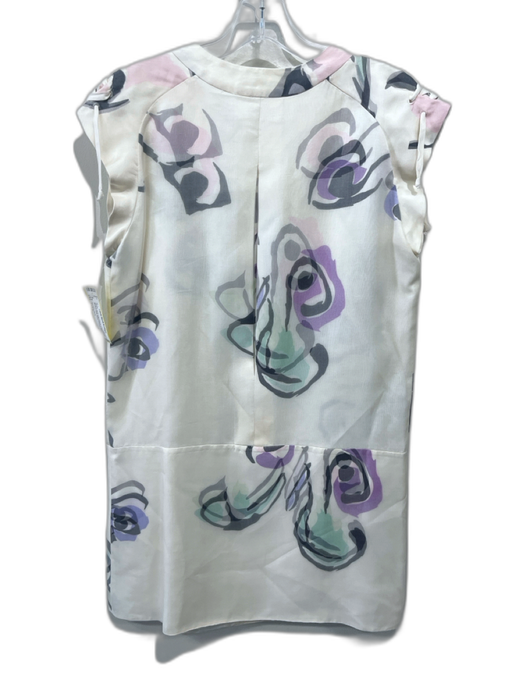 Hamilton-Paris Size Est S White & Multi Cap Sleeve Corset Front Dress White & Multi / Est S
