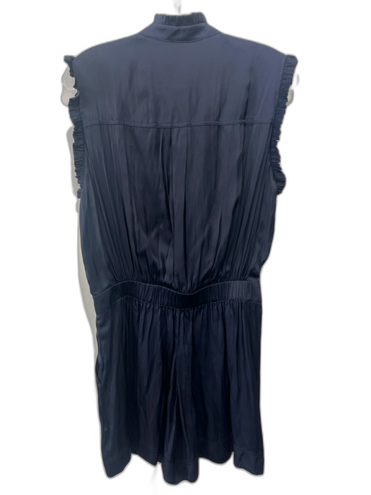 Zadig & Voltaire Size M Navy Polyester Ruffle Cap Sleeve Button Up Romper Navy / M