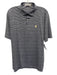 Peter Millar Size L Blue & White Synthetic Striped Polo Athleisure Short Sleeve Blue & White / L
