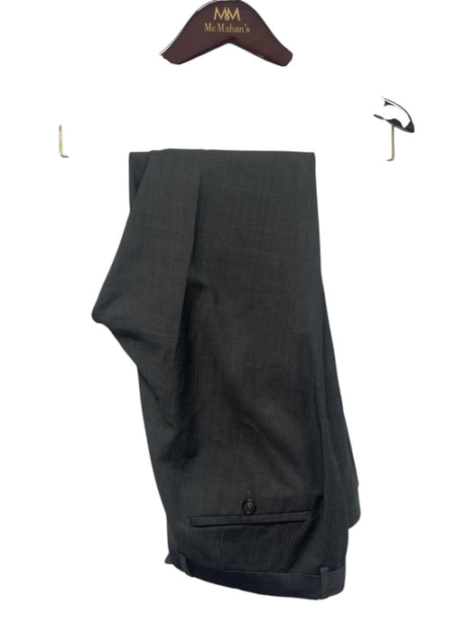 Boss Gray Wool Blend Herringbone 2 Button Men's Suit Gray / 42