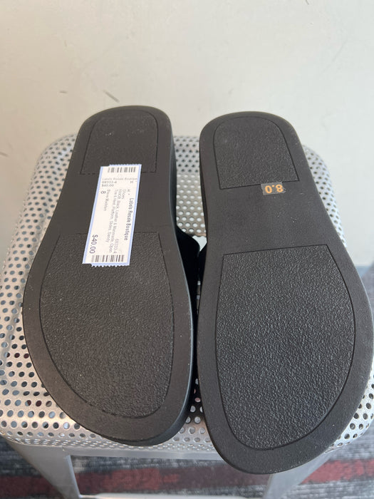 Steve Madden Shoe Size 8 Black Leather & Manmade Open Toe & Heel Platform Shoes