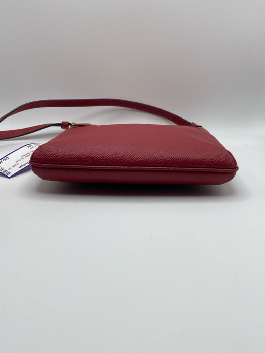 Coach Red Coated Leather Zip Close Crossbody Bag