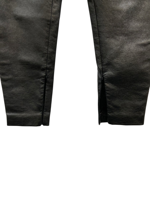 Saint Laurent Size 36 Black Leather Pleated High Rise Zip Leg Pants Black / 36