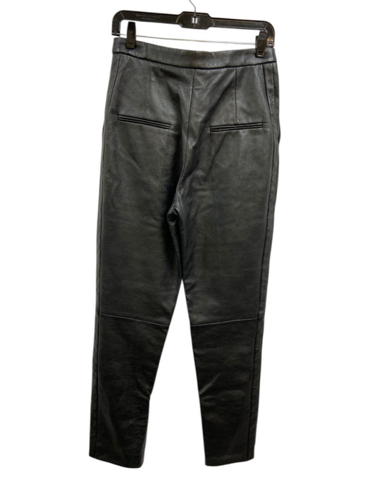 Saint Laurent Size 36 Black Leather Pleated High Rise Zip Leg Pants Black / 36