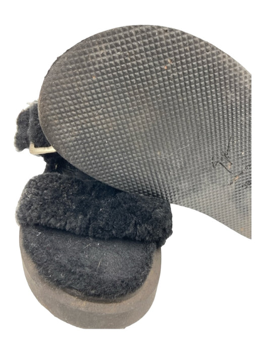 Guiseppe Zanotti Shoe Size 38.5 Black Fur Platform Strap Silver Buckle Sandals Black / 38.5