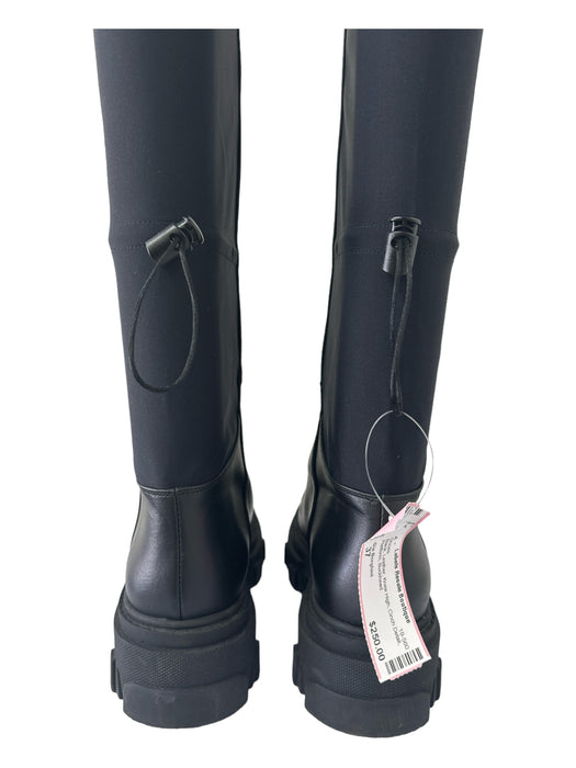 Gia Borghini Shoe Size 37 Black Leather Knee High Cinch Detail Platform Shoes Black / 37