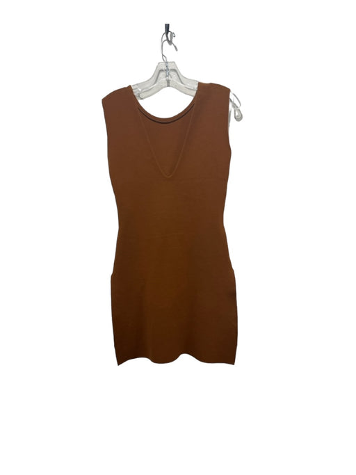 Stella McCartney Size 40 Brown Wool Blend V Back Sleeveless Side Slits Dress Brown / 40