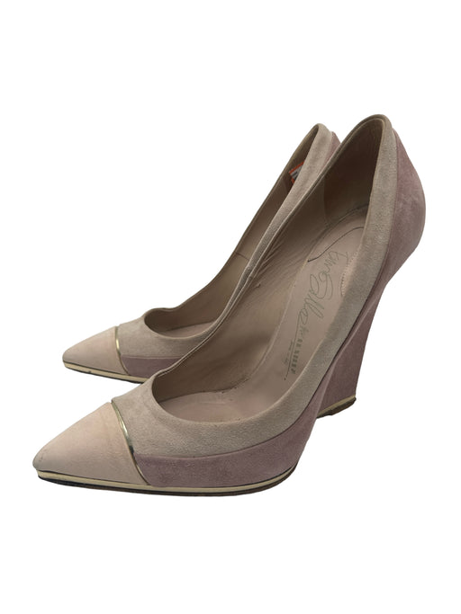 Enio Silla for Le Silla Shoe Size 37 Pink & Beige Suede Pointed Toe Wedges Pink & Beige / 37
