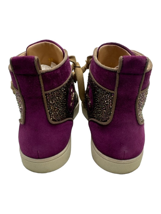 Christian Louboutin Shoe Size 38 Purple, Taupe, Beige Suede Crystals Sneakers Purple, Taupe, Beige / 38