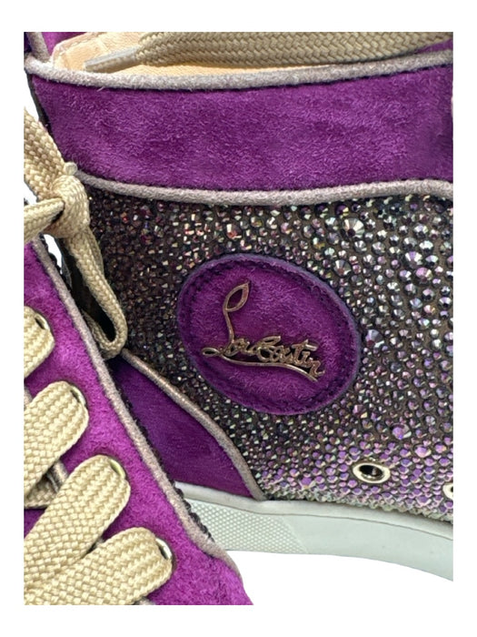 Christian Louboutin Shoe Size 38 Purple, Taupe, Beige Suede Crystals Sneakers Purple, Taupe, Beige / 38