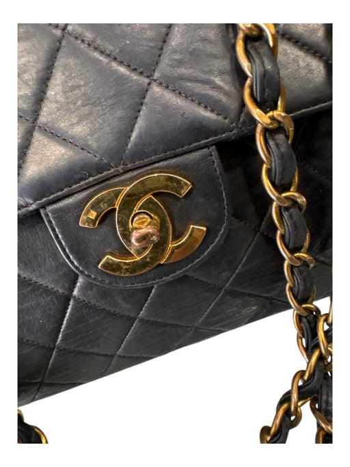 Chanel Black Lamb leather Quilted Flap Gold Hardware Turn Clasp Bag Black