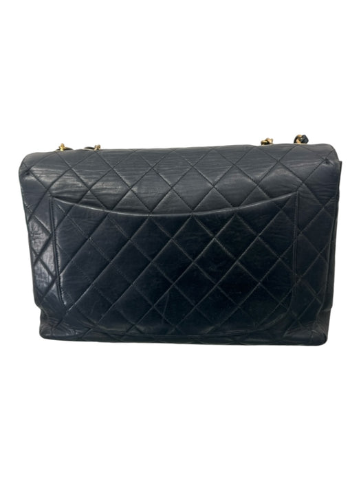 Chanel Black Lamb leather Quilted Flap Gold Hardware Turn Clasp Bag Black