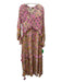 Hemant & Nandita Size XS Pink & Gold Viscose Blend Metallic Thread Maxi Dress Pink & Gold / XS