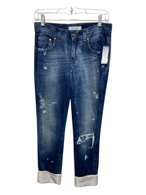 Pierre Balmain Size 26 Medium & light wash Cotton Distressed Low Rise Jeans Medium & light wash / 26