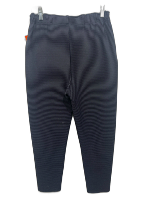 Issey Miyake Size 1 Black Polyester Blend Elastic Waistband Ribbed Tapered Pants Black / 1
