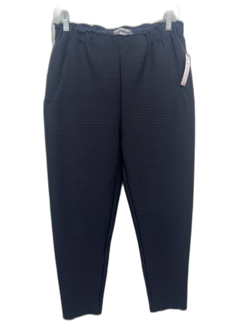 Issey Miyake Size 1 Black Polyester Blend Elastic Waistband Ribbed Tapered Pants Black / 1