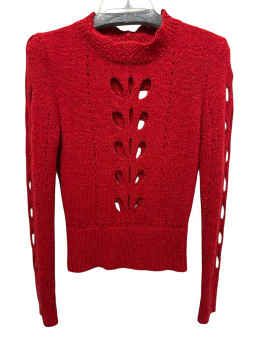 Isabel Marant Size 38 Red Alpaca Blend Knit Cutout Puff Shoulder Sweater Red / 38