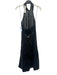 Alice & Olivia Size 2 Black PU Leather Button Down Halter Midi Dress Black / 2