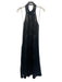 Alice & Olivia Size 2 Black PU Leather Button Down Halter Midi Dress Black / 2