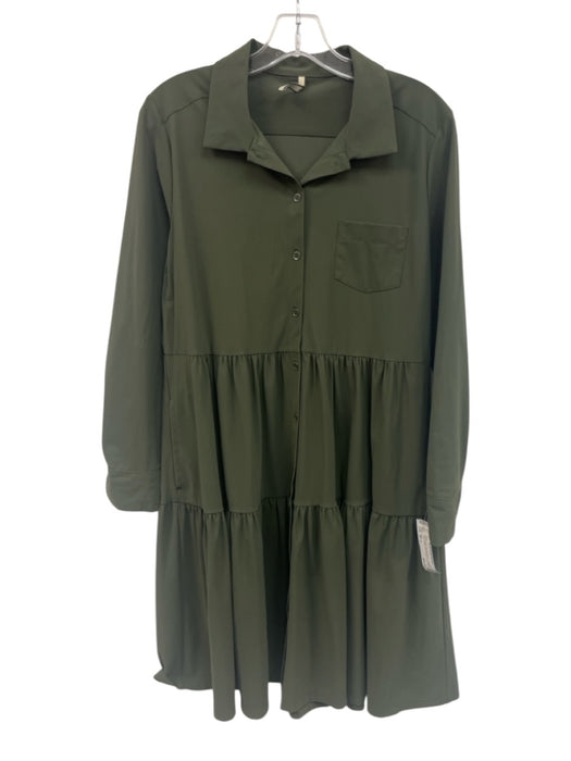Indies Size 38 / S Olive Green Polyamide Blend Gathered Patch Pocket Dress Olive Green / 38 / S