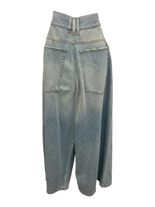 Balmain Size 36 Light Wash Cotton Denim Raw Hem Wide Leg High Rise Jeans Light Wash / 36