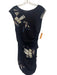 IRO Size 38 Black, White, Purple Silk Cap Sleeve Geometric Rouched Dress Black, White, Purple / 38