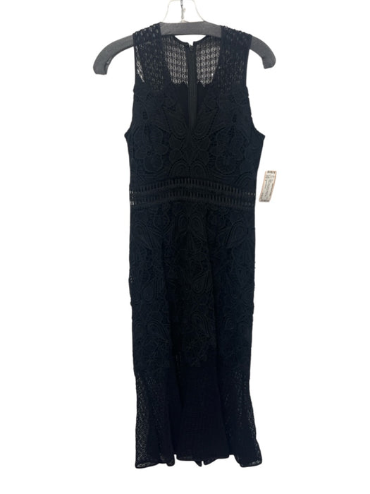 Jonathan Simkhai Size 4 Black Viscose Blend Sleeveless Paisley V Neck Dress Black / 4