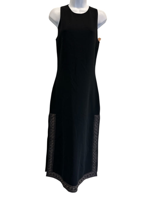 Celine Size 38 Black Wool Blend Sleeveless Metallic Thread Darted Dress Black / 38