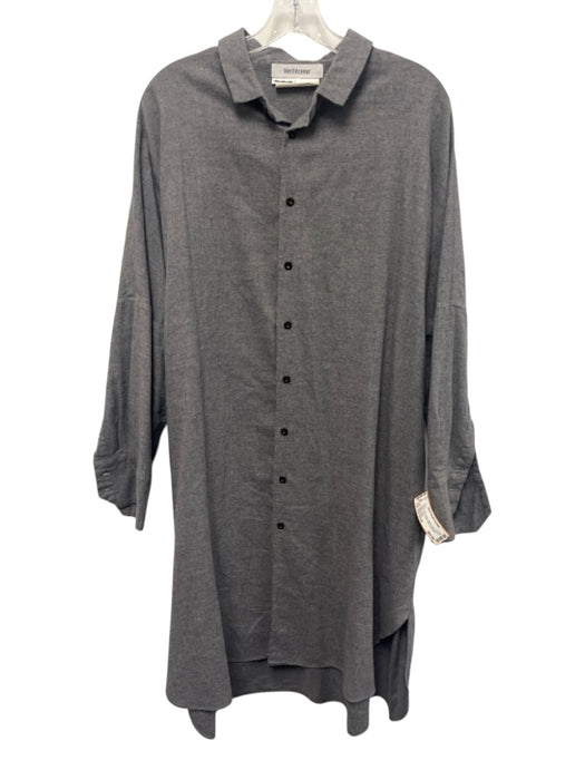 Véritécoeur Size Est Small Gray Cotton Long Sleeve Button Front Collar Dress Gray / Est Small