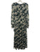 Mikael Aghal Size 6 Black, Green, White Gathered Floral Long Sleeve Maxi Dress Black, Green, White / 6