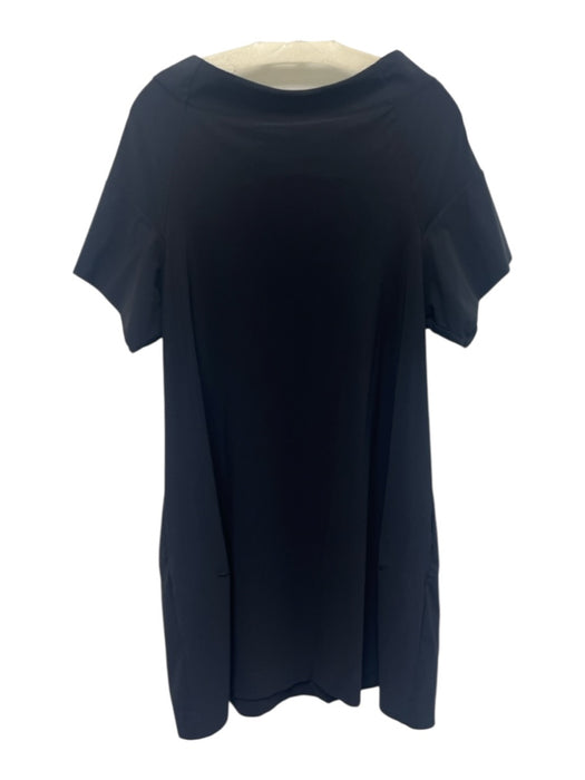 Porto Size 1 Navy Blue Nylon Blend Short Sleeve Wide Neck Pockets Dress Navy Blue / 1