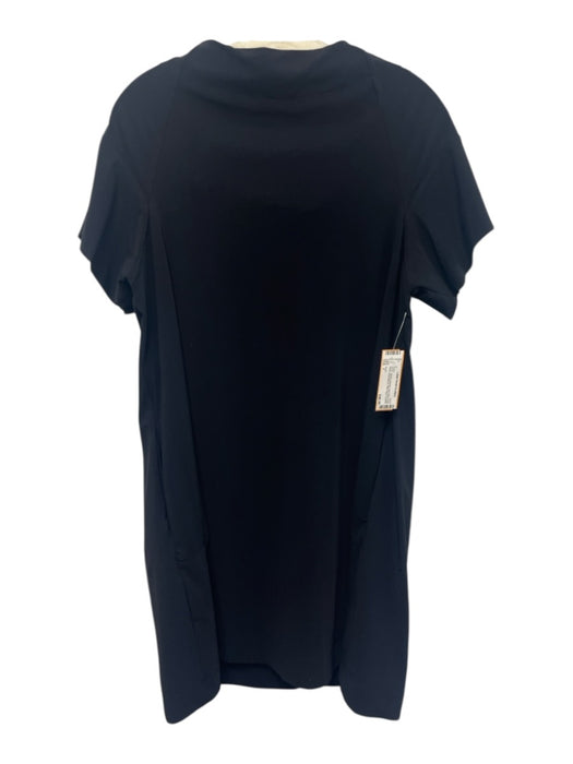 Porto Size 1 Navy Blue Nylon Blend Short Sleeve Wide Neck Pockets Dress Navy Blue / 1
