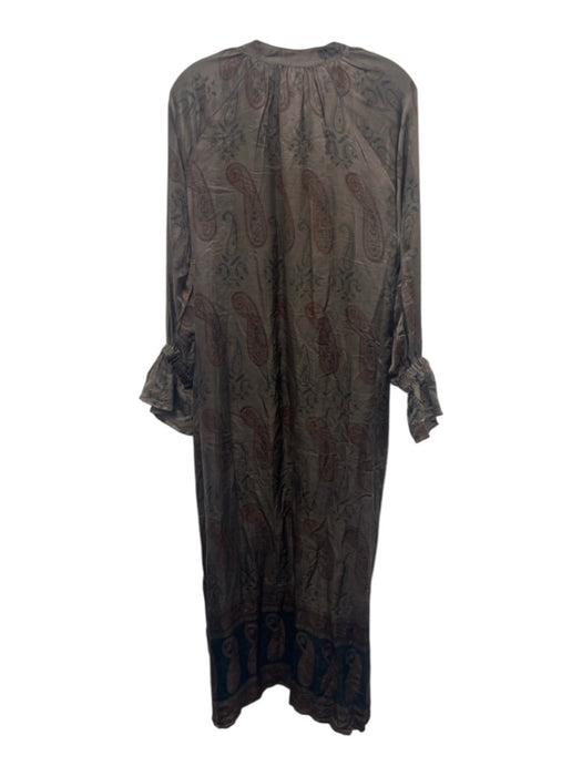 V.DE. VINSTER. Size Small brown, blue, orange Silk Long Sleeve Paisley Dress brown, blue, orange / Small