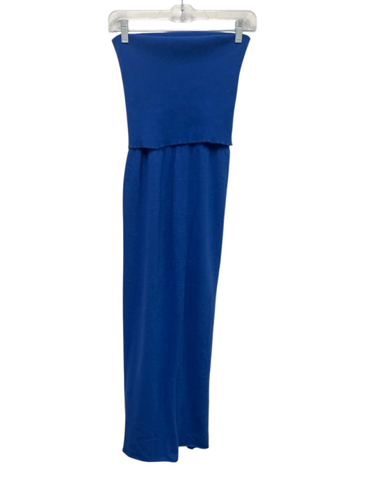 Jacquemus Size 40 Blue Wool Blend Strapless Fold Over Midi Dress Blue / 40