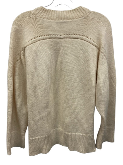 Lafayette 148 Size Medium Cream White Silk Blend Long Sleeve V Neck Sweater Cream White / Medium