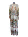 La Double J Size Small White & Multi Silk Long Sleeve Floral Print Maxi Dress White & Multi / Small