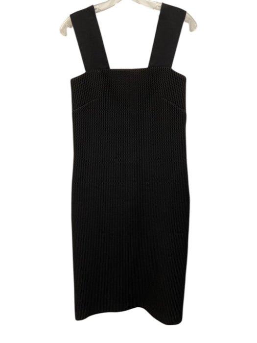 Zero + Maria Cornejo Size 4 Black Sleeveless Waffle Texture Pockets Midi Dress Black / 4