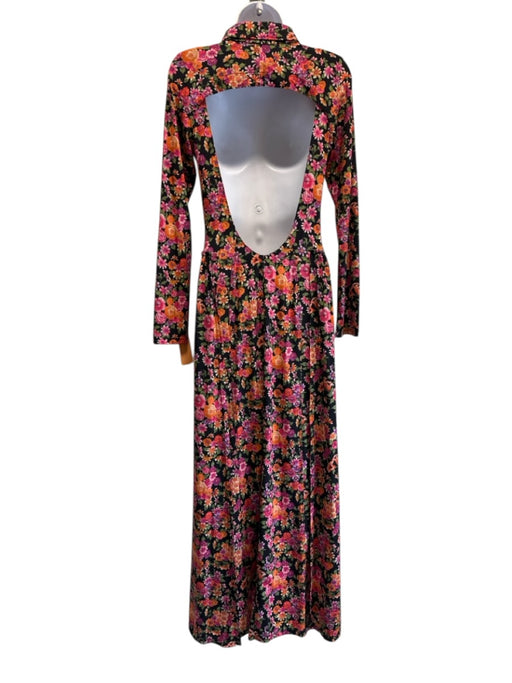 Commission Size 4 Pink, Orange, Green Nylon Blend Long Sleeve Floral Maxi Dress Pink, Orange, Green / 4