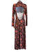 Commission Size 4 Pink, Orange, Green Nylon Blend Long Sleeve Floral Maxi Dress Pink, Orange, Green / 4