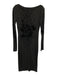 Isabel De Pedro Size 8 Black & Gray Long Sleeve Striped Floral boat neck Dress Black & Gray / 8