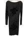 Isabel De Pedro Size 8 Black & Gray Long Sleeve Striped Floral boat neck Dress Black & Gray / 8