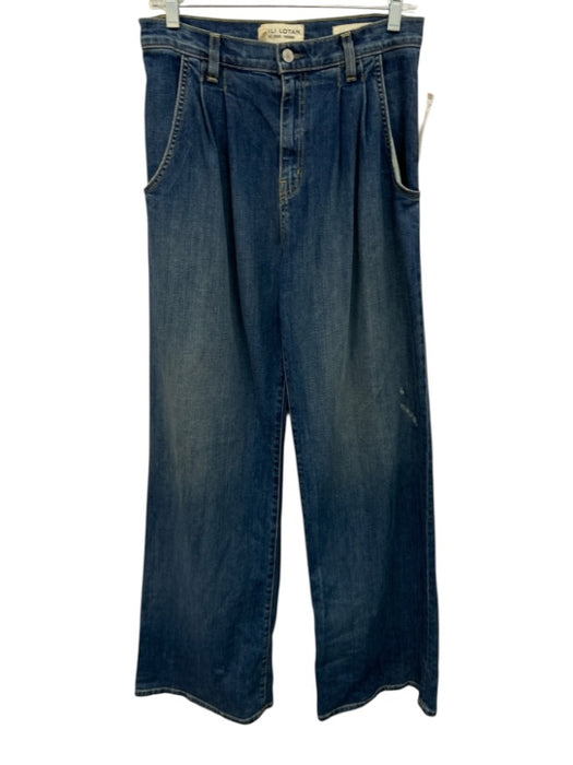 Nili Lotan Size 26 Medium Wash Cotton Denim High Rise Distressed Flare Leg Jeans Medium Wash / 26