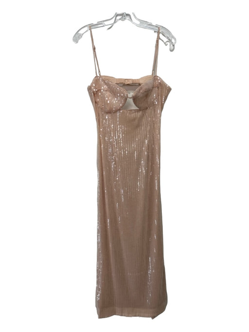 Bardot Size M nude Polyester Sequin Spaghetti Strap Open Front & Back Dress nude / M