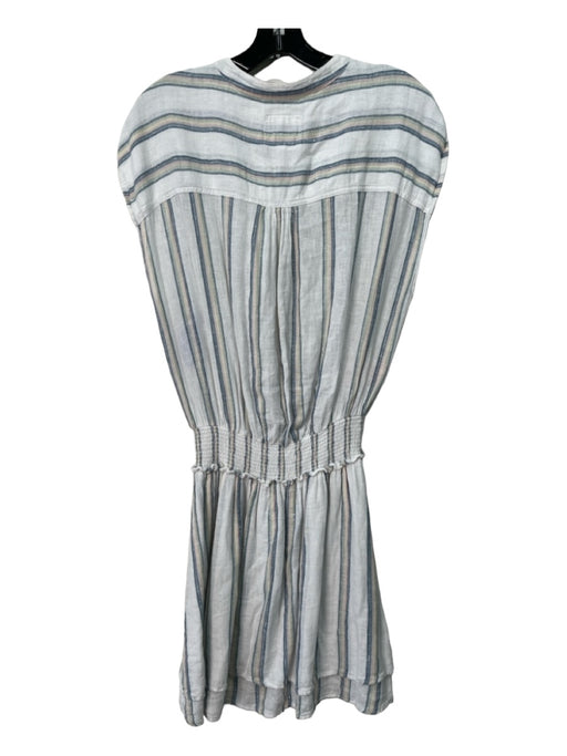 Rails Size M White & Multi Linen Blend Striped Smocked Waist Sleeveless Dress White & Multi / M