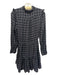 La Vie Size Medium Black & Lilac Cotton Blend Long Sleeve Plaid Drawstring Dress Black & Lilac / Medium