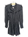 La Vie Size Medium Black & Lilac Cotton Blend Long Sleeve Plaid Drawstring Dress Black & Lilac / Medium