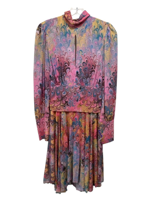 Delfi Collective Size M Pink, Blue, Yellow Mock Collar Keyhole Front Dress Pink, Blue, Yellow / M