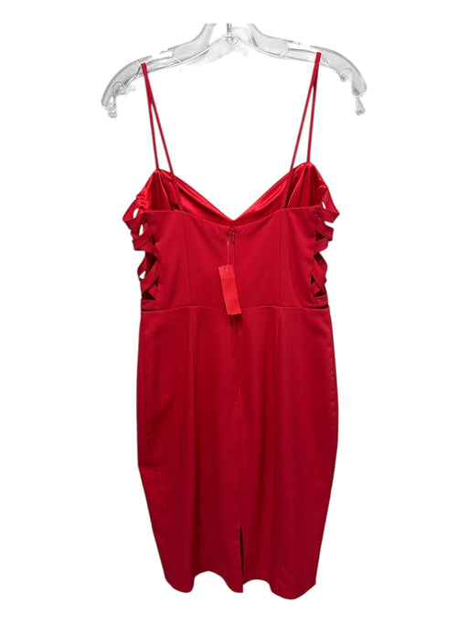 Theia Size 8 Red Polyester Blend Spaghetti Strap Solid Cutout detail Dress Red / 8