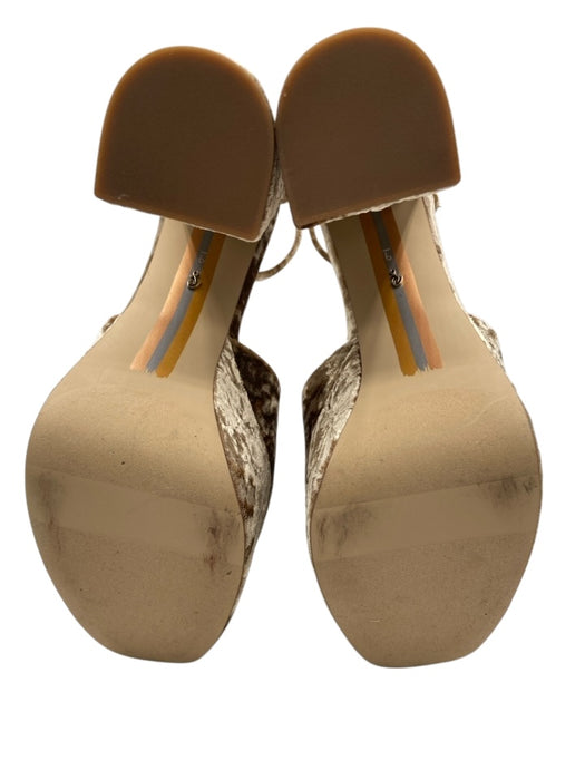 Sam Edelman Shoe Size 9 Beige Gold Textile Velvet Crushed Open Toe Pumps Beige Gold / 9